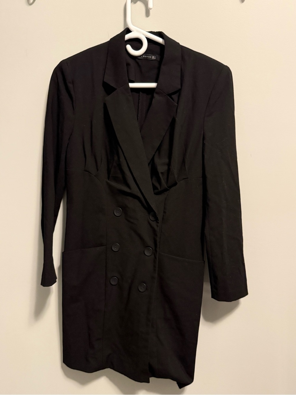 Zara Black Long-Sleeve Double-Breasted Blazer Dress